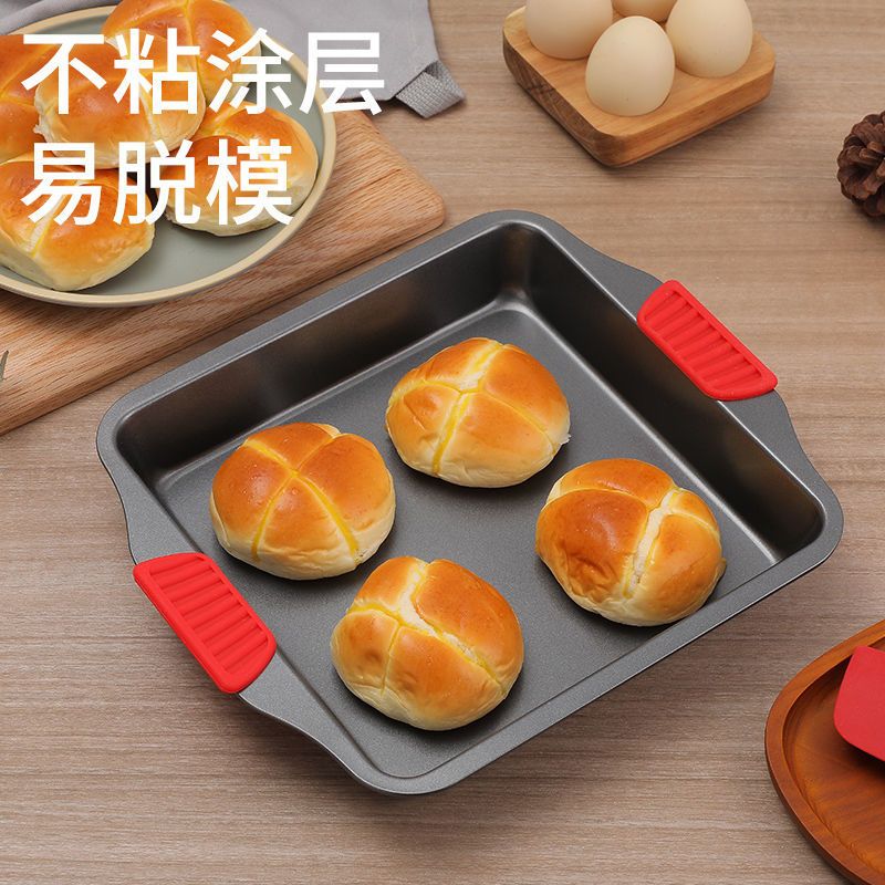 加厚重钢不粘长方形烤盘烤鱼盘深烤盘饼干蛋糕面包食物盘