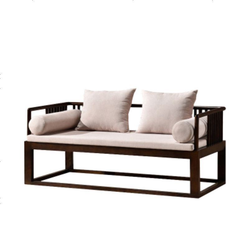 新中式沙发 现代简约样板房会所客厅布艺沙发组合 禅意实木沙发 其他_双人位罗汉床1.6米 默认尺寸