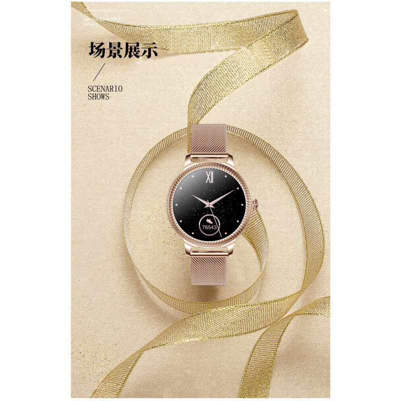 绘邦『官方正品』新款AK38女款智能手表蓝牙音乐拍照微信多功能睡眠心率血压监测运动防水