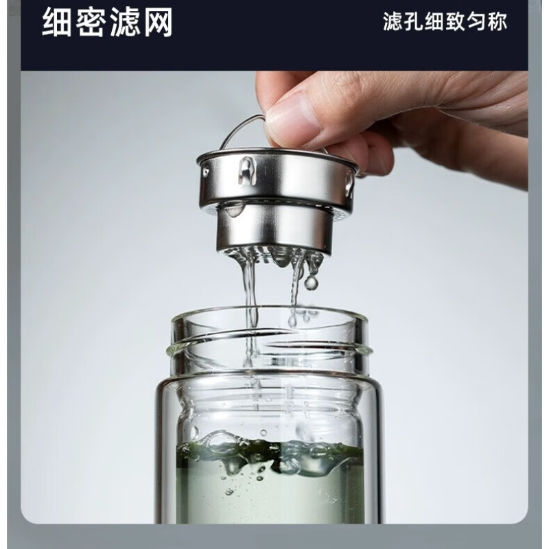 富光(FGA) G2361‑SH‑358 双层玻璃杯 黑色 358ml高清大图
