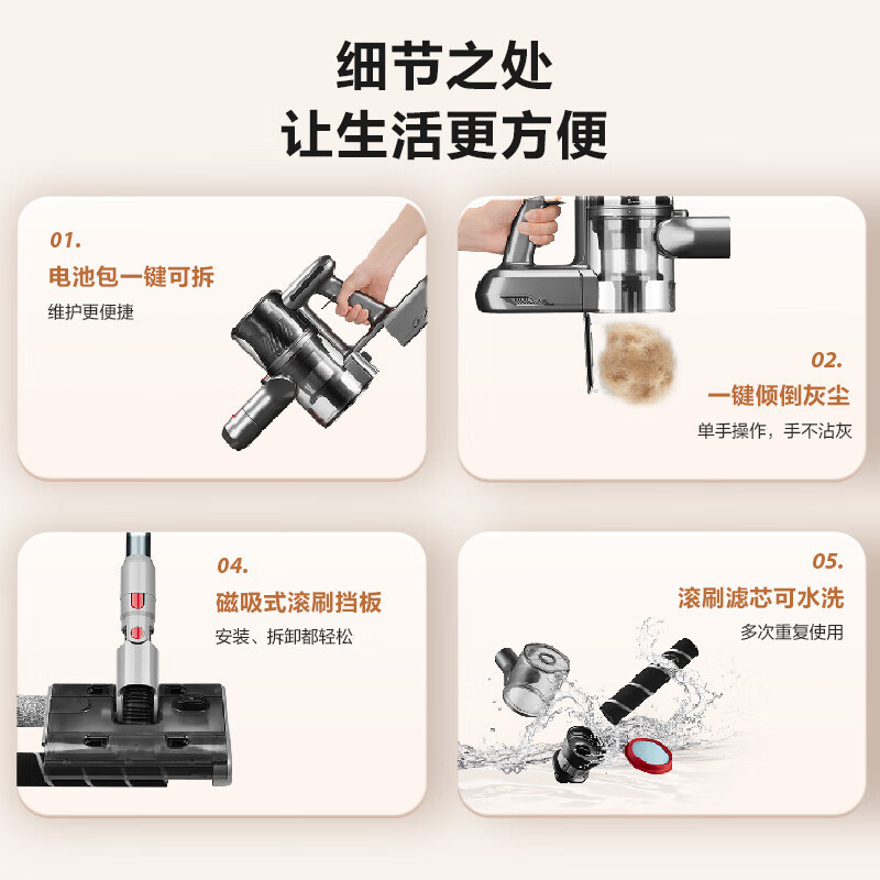 苏泊尔(SUPOR)吸尘器 双滚刷家用无线大吸力吸拖一体手持洗地机办公室用无绳吸层器大功率吸尘机 EVS-EM4高清大图