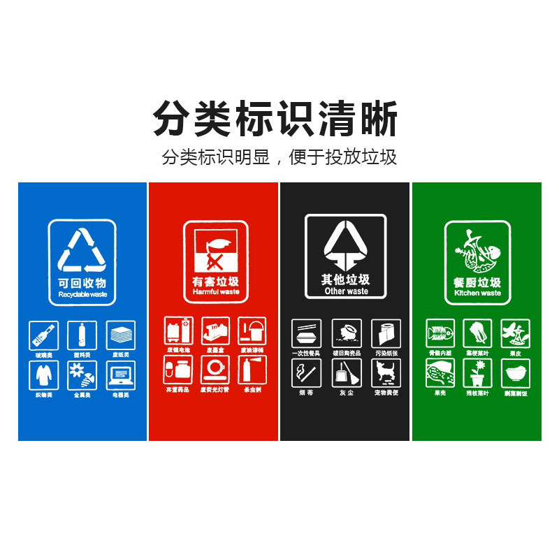 洁恩仕大垃圾桶垃圾分类带盖户外大号环卫公共场合商用有害可回收厨余厨房垃圾箱120L(单个价格)颜色联系客服
