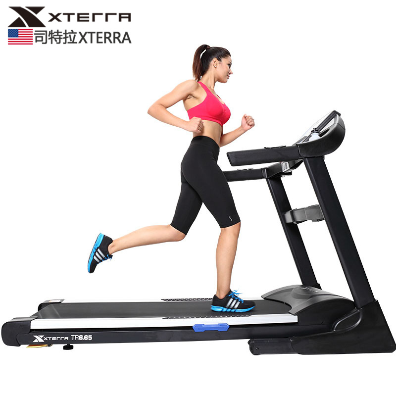 美国司特拉(XTERRA)家用跑步机 TR6.65 静音可折叠铝合金边条4轮推动跑步机 黑色