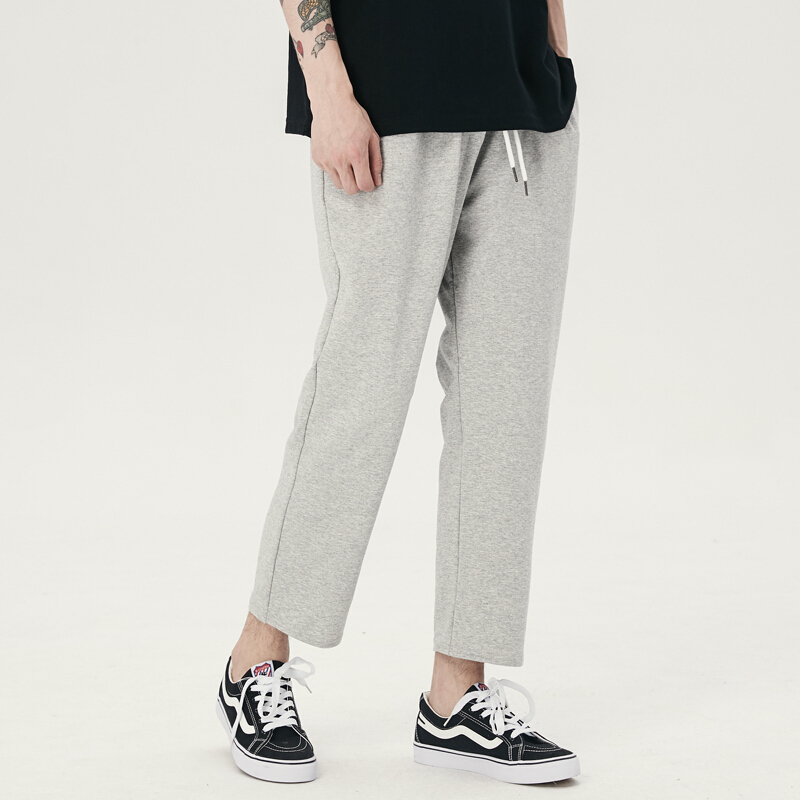 梵克公牛针织运动裤子男棉卫裤垂感流阔腿九分休闲裤