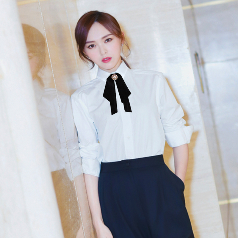 艳如飞赵丽颖明星同款时尚ol职业装工装棉液氨免烫衬衫女长袖大码女装
