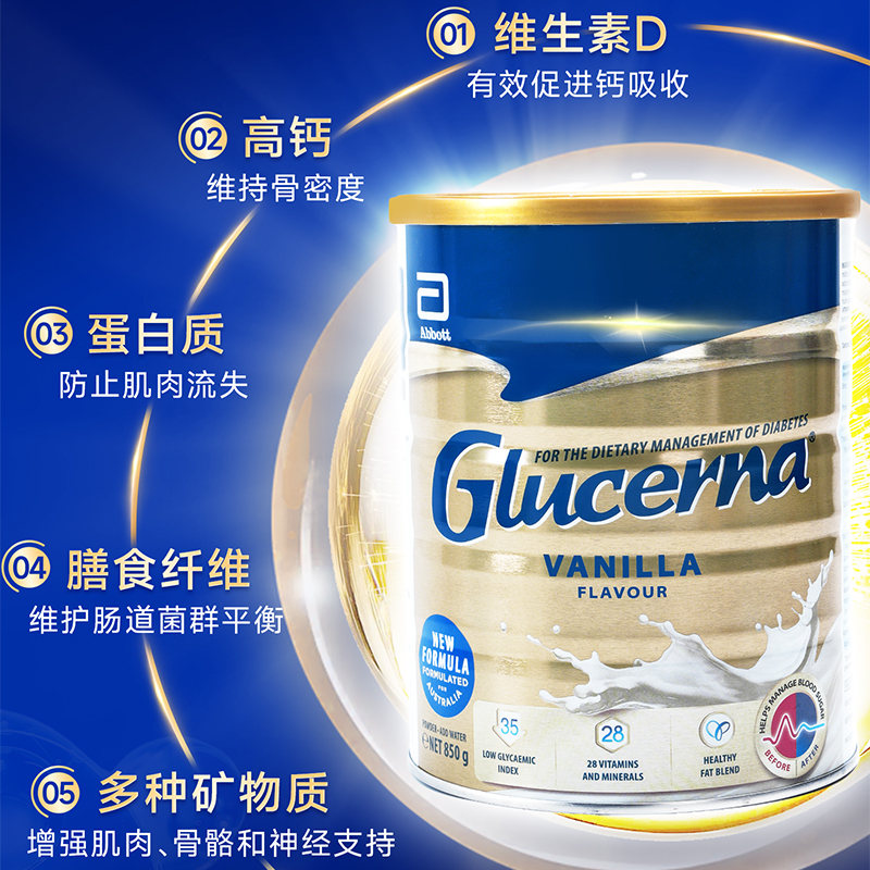 雅培(Abbott)怡保康(原益力佳SR)糖尿人群营养奶粉850g/罐装 辅血糖调节控制 澳洲进口中老年奶粉高清大图