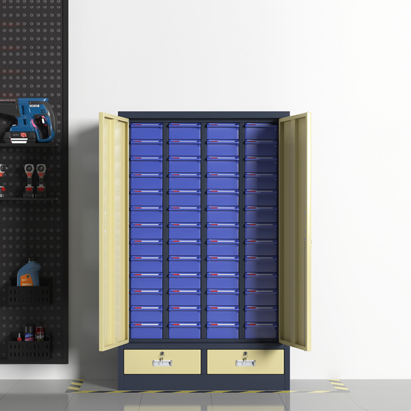 臻远 ZYLJG-W90 零件柜抽屉式工具柜电子元件柜螺丝柜物料柜 52抽蓝色带门加二斗大号高清大图