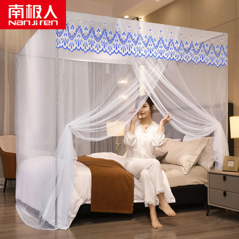 蚊帐家用带支架固定1.8m床1.5m2米宫廷落地纹账防蚊罩帐床高清大图