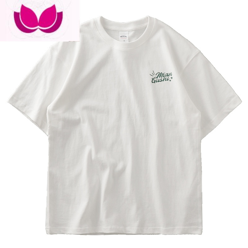 七斓320g短袖男厚实美式复古战斗机印花宽松半袖正肩t恤