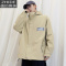SUNTEK工装夹克男加肥加大码潮牌胖子连帽外套宽松上衣服春秋款日系复古夹克