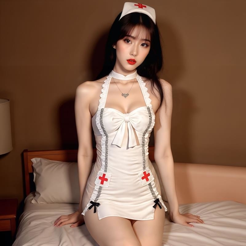 长夜漫漫情趣内衣性感护士激情战袍火辣睡衣床上免脱诱惑制服1607 白色+白开档袜 均码(80-120斤)