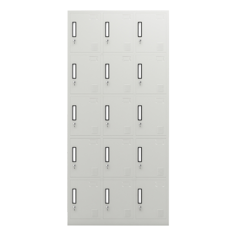 臻远 ZY-SY-23 铁皮十五门更衣柜 90*35*180cm(单位:台)灰白色高清大图