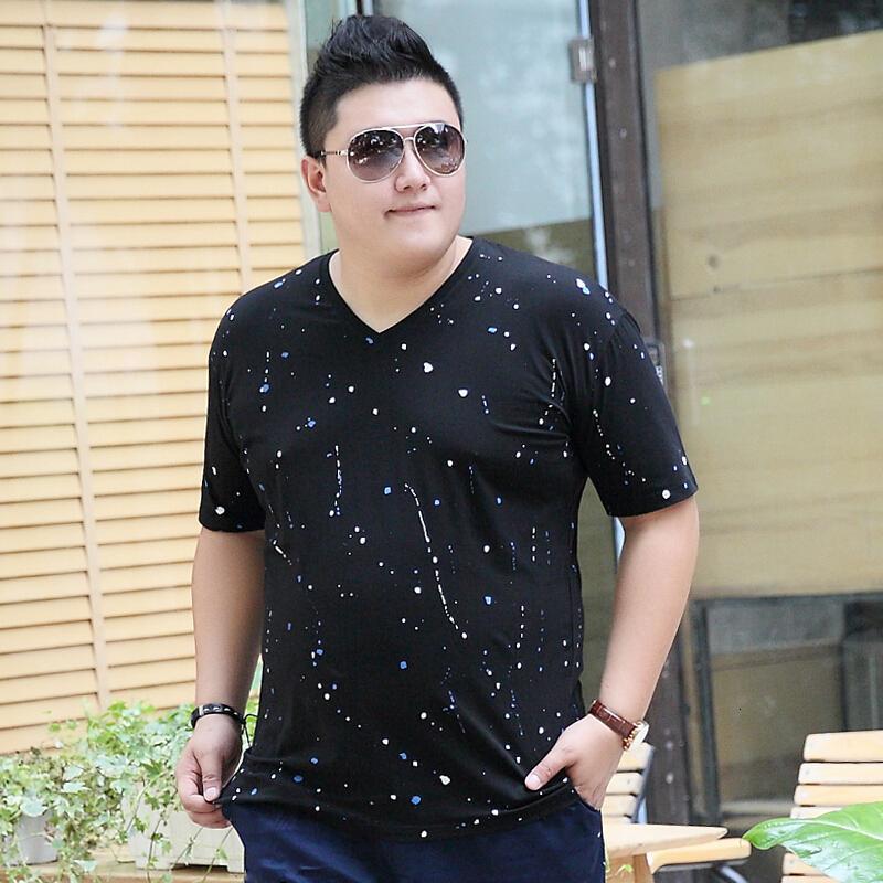 夏季肥佬短袖T恤男士加肥加大码宽松潮胖子男装胖人V领打底衫纯棉灰色A款
