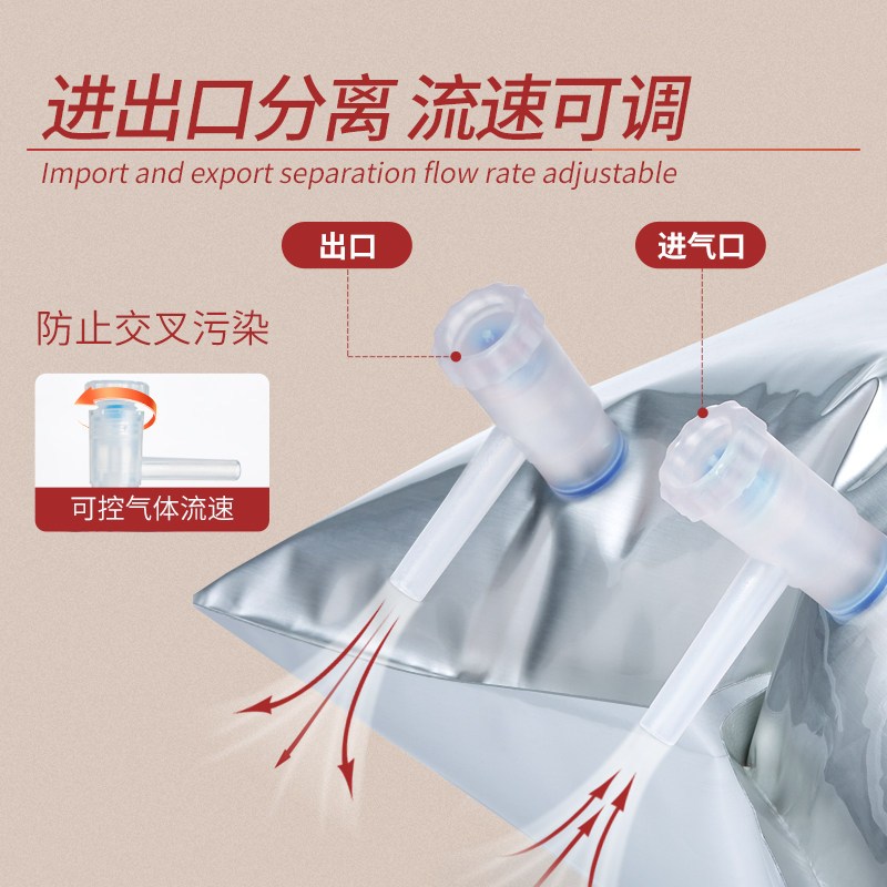 Labshark 铝箔采气袋PP阀门气体取样袋收集储气集气袋 5L双阀门 30*40cm 10个 130205039高清大图