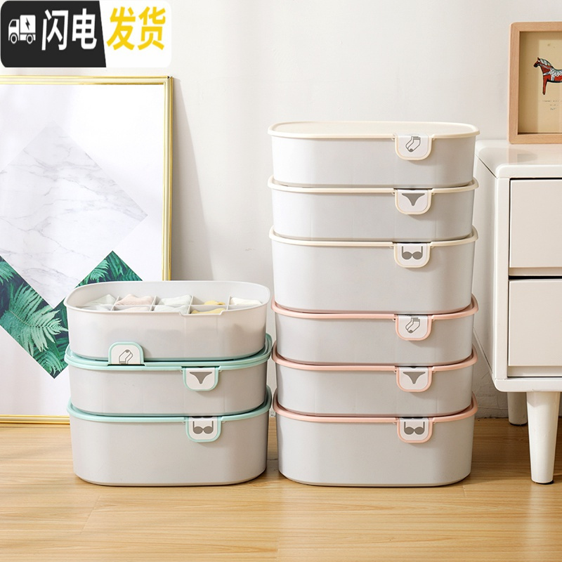 三维工匠内衣收纳盒内裤袜子收纳盒分格家用宿舍袜子盒收纳盒袜子收纳高清大图