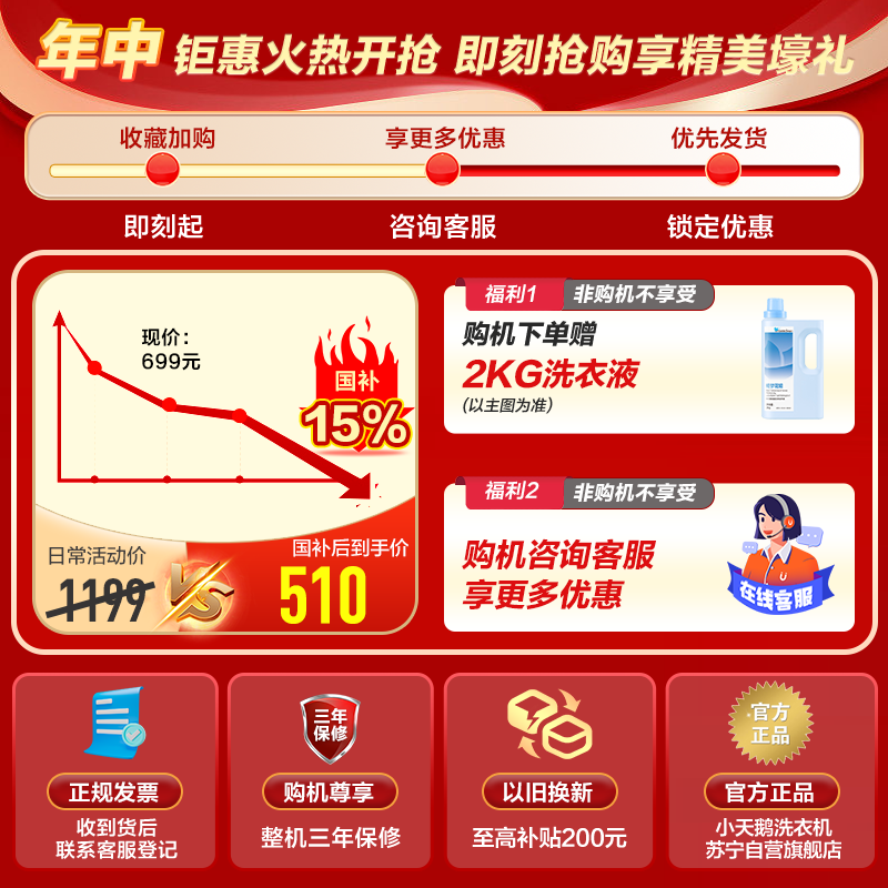 美的(Midea)波轮洗衣机全自动家用 MB80V36T 8公斤 免清洗 宿舍租房 随心洗 以旧换新 家电国家补贴高清大图