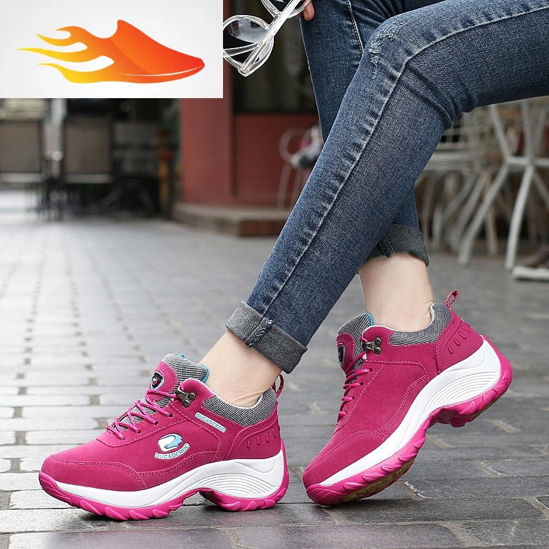 fish basket秋冬摇摇鞋女鞋休闲鞋女增高跑步运动鞋加绒保暧棉鞋坡跟