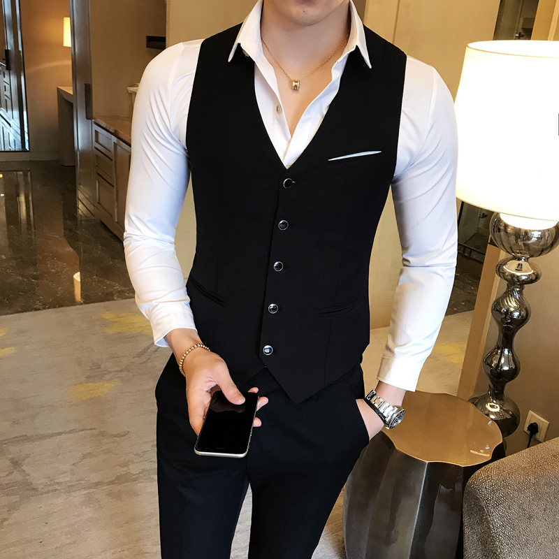 夜店型师潮男修身工作服青年商务休闲气质款男士马甲夜店工作服