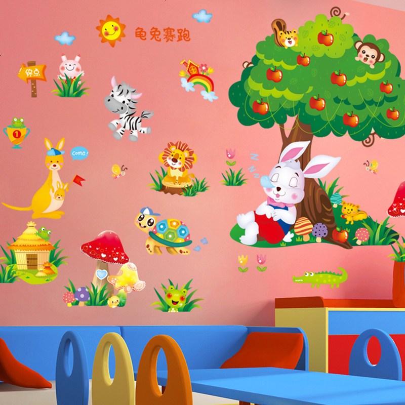 卡通儿童墙贴纸贴画宝宝男孩卧室房间墙壁装饰可爱创意自粘墙画