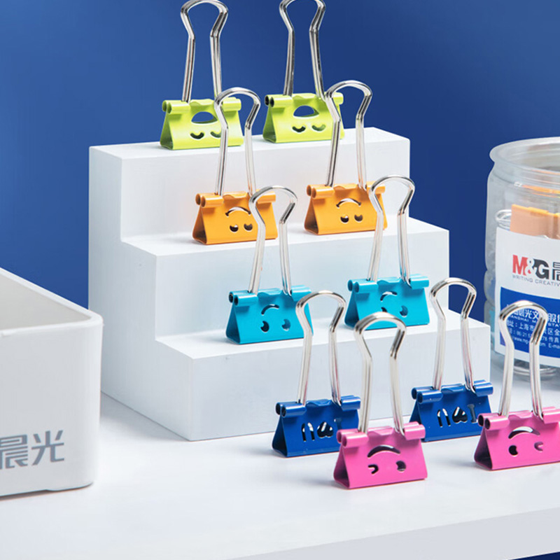 晨光长尾夹19mm*40只*3筒拿取方便易携带表情系列ABS92702高清大图