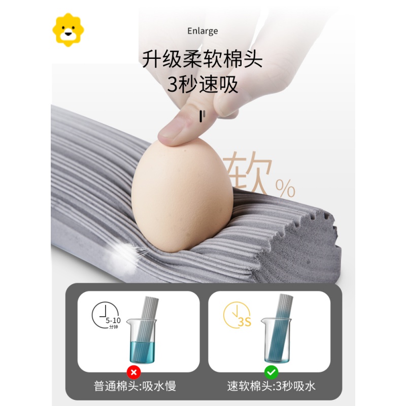 海绵拖把吸水家用2021新款胶棉免手洗一拖净对折式懒人头大号 JING PING高清大图