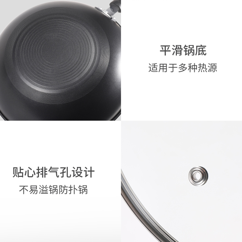 康巴赫(KBH) LPB-F32A 五福系列炒锅不粘锅32cm 家用平底炒菜锅 电磁炉燃气灶明火通用高清大图