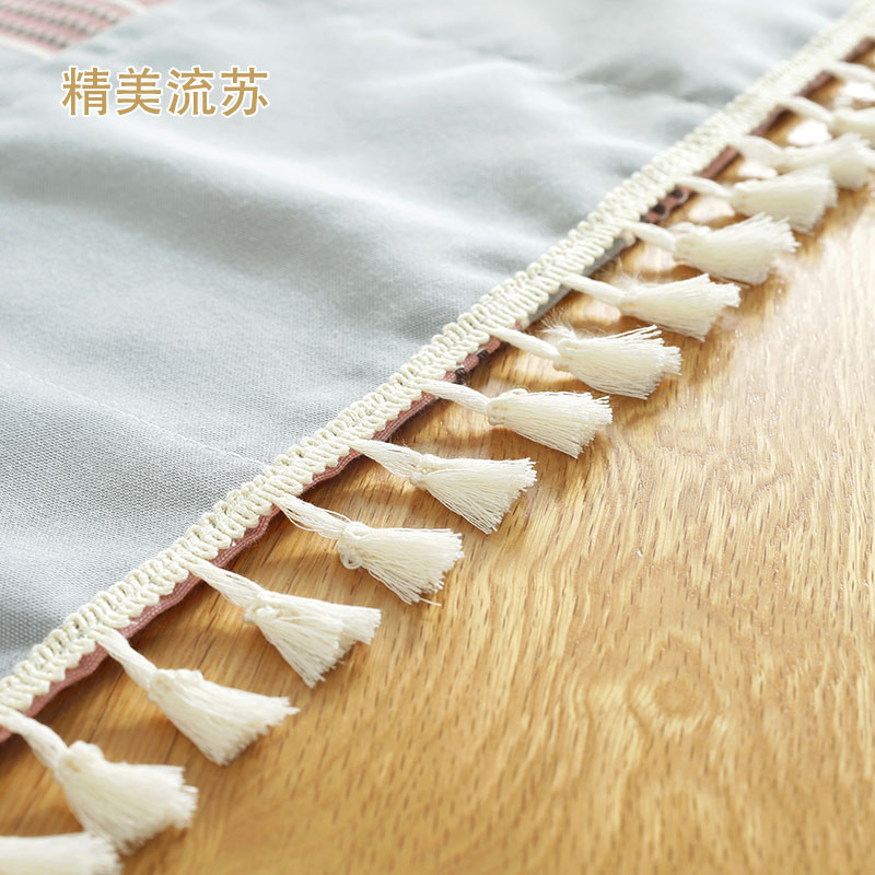 北欧茶几桌布布艺长方形现代简约棉麻客厅防水防油免洗条纹餐桌布高清大图