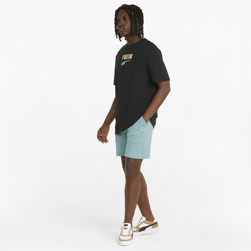 Puma 运动休闲Logo纯色圆领短袖T恤 男款 黑色 535359-01