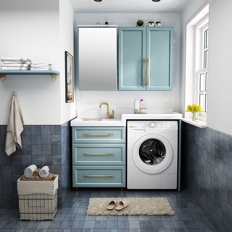 洗衣机柜子阳台组合实木洗衣柜伴侣组合阳台一体洗衣台洗衣池12米双门