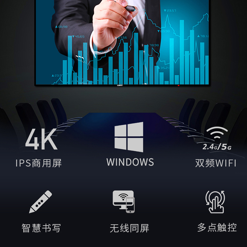 洛菲特智能会议平板65英4K双系统i5培训教学电子白板智能交互触摸一体机显示器套装LFT650M-TM