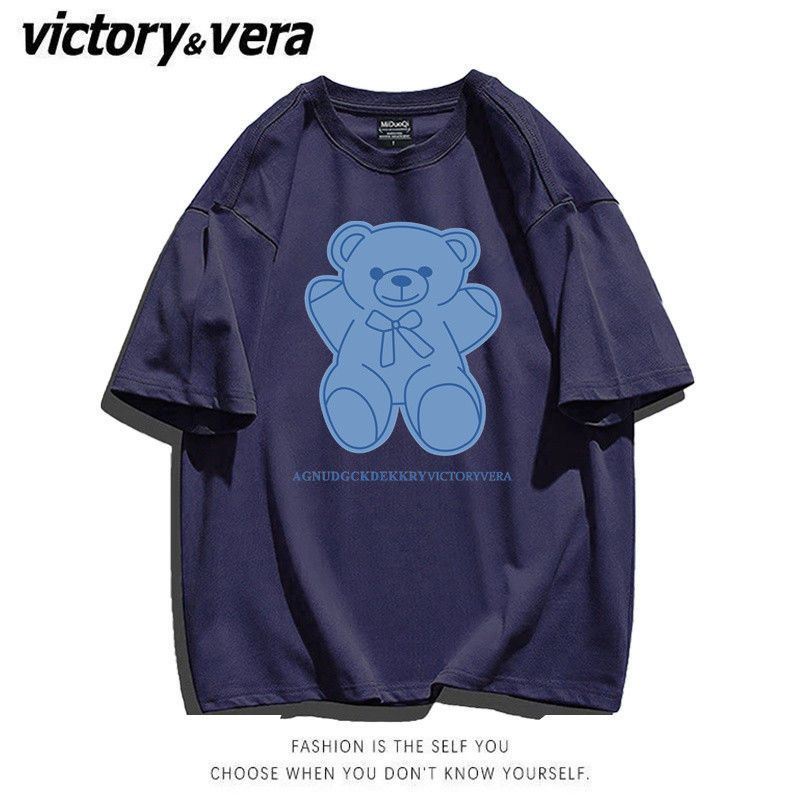 VICTORYVERA小熊短袖t恤女2022新款夏季学生ins原宿风宽松上衣服