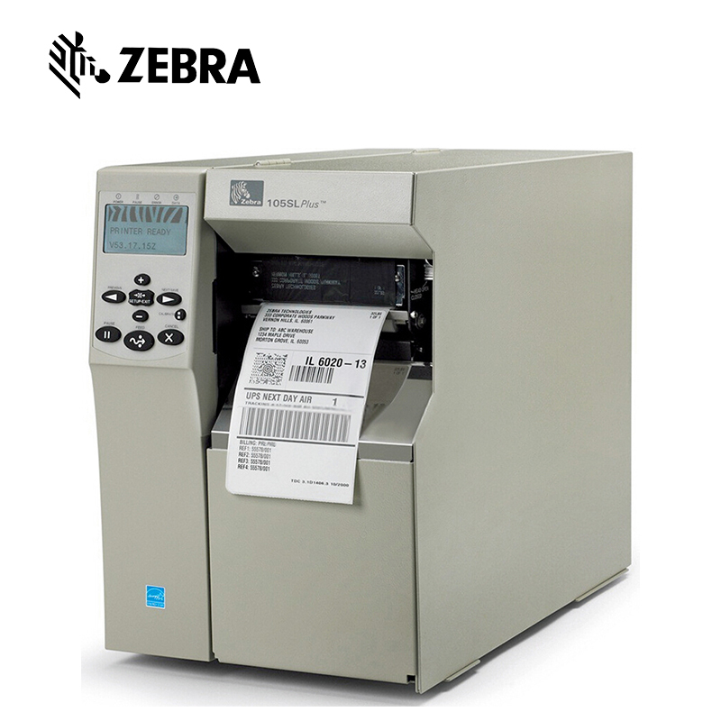 ZEBRA斑马105SL PLUS 商用工业级标签打印机热敏不干胶铜版哑银纸水洗唛吊牌金属条码打印机300dpi 带切刀