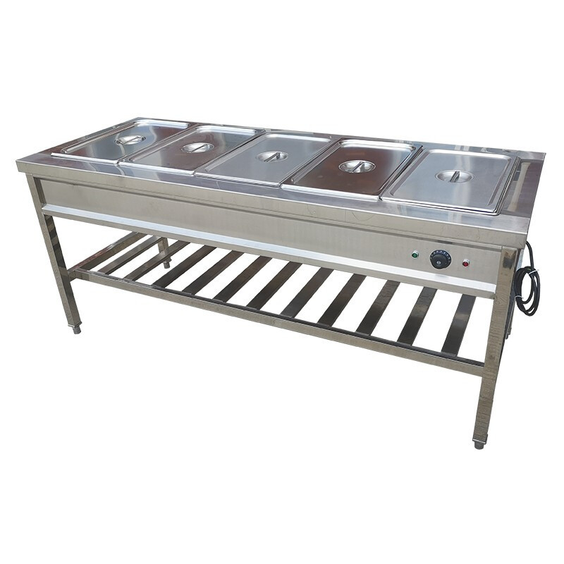 齐牛 不锈钢商用保温售饭台售卖台 五格平板冲孔保温炉 1800*700*960m
