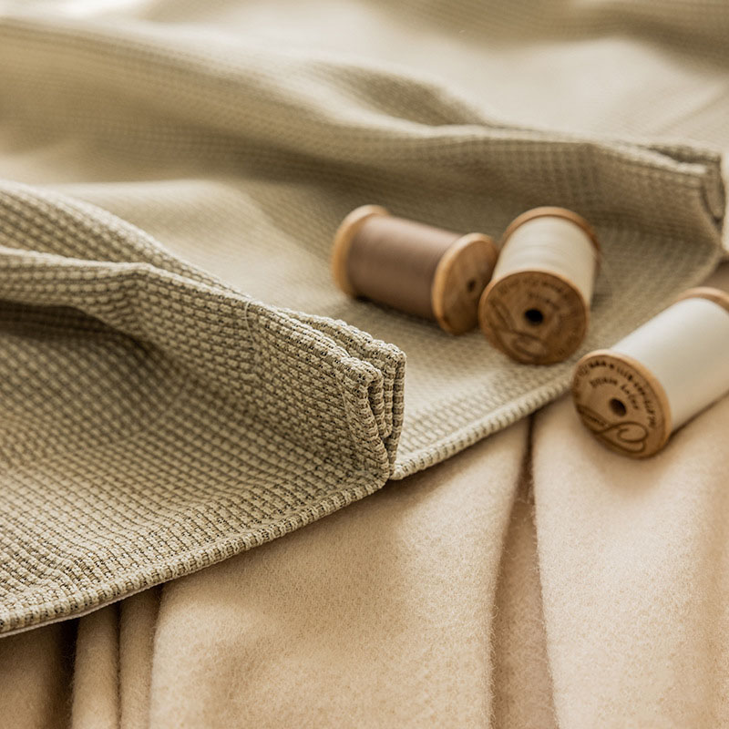 京城派 遮光窗帘北欧简约现代挂钩涤麻窗帘打孔窗帘法式飘窗客厅帘子遮阳布拼色儿童房奶油风窗帘轻奢卧室挂钩纯色窗帘高清大图