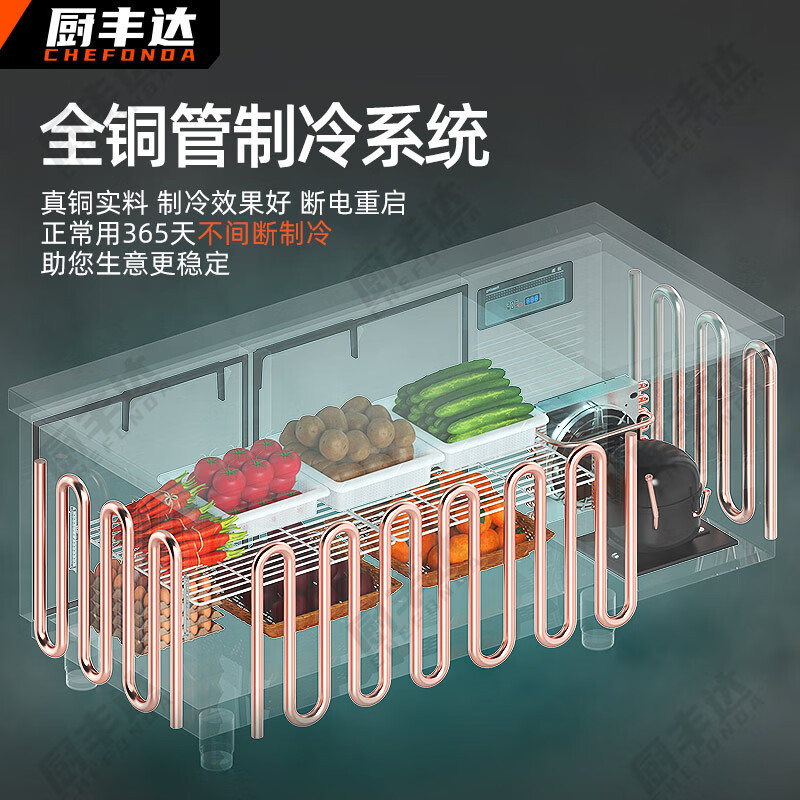 厨丰达 冰箱 CFD-15AD 对开门 360L 无级 电子控温 银色 直冷 0401016249&&