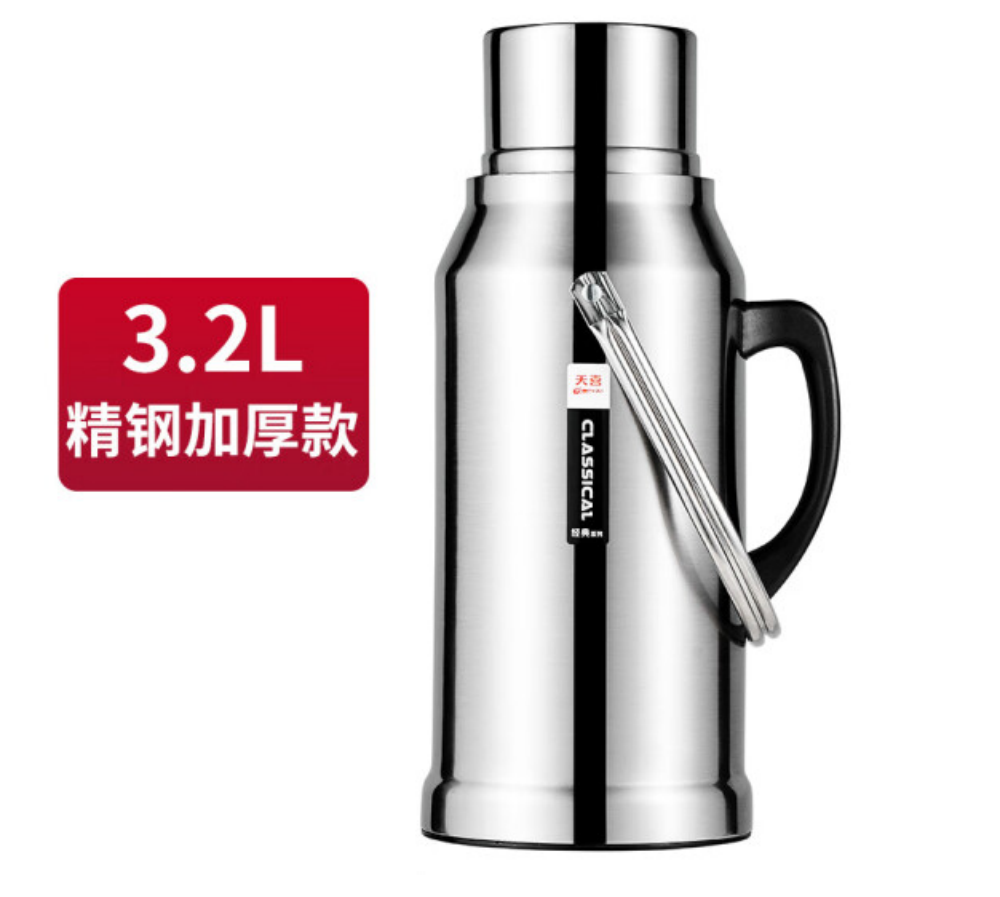 天喜保温壶 大容量精钢水壶玻璃内胆暖瓶开水瓶[3.2L]