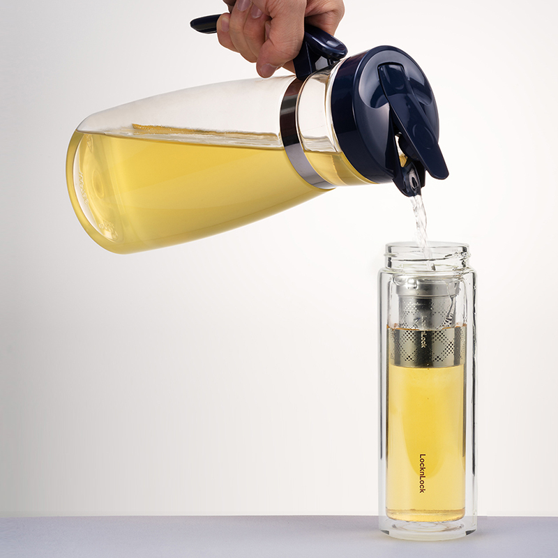 乐扣乐扣locklock味悟双层商务杯llg598茶水分离420ml透明玻璃杯