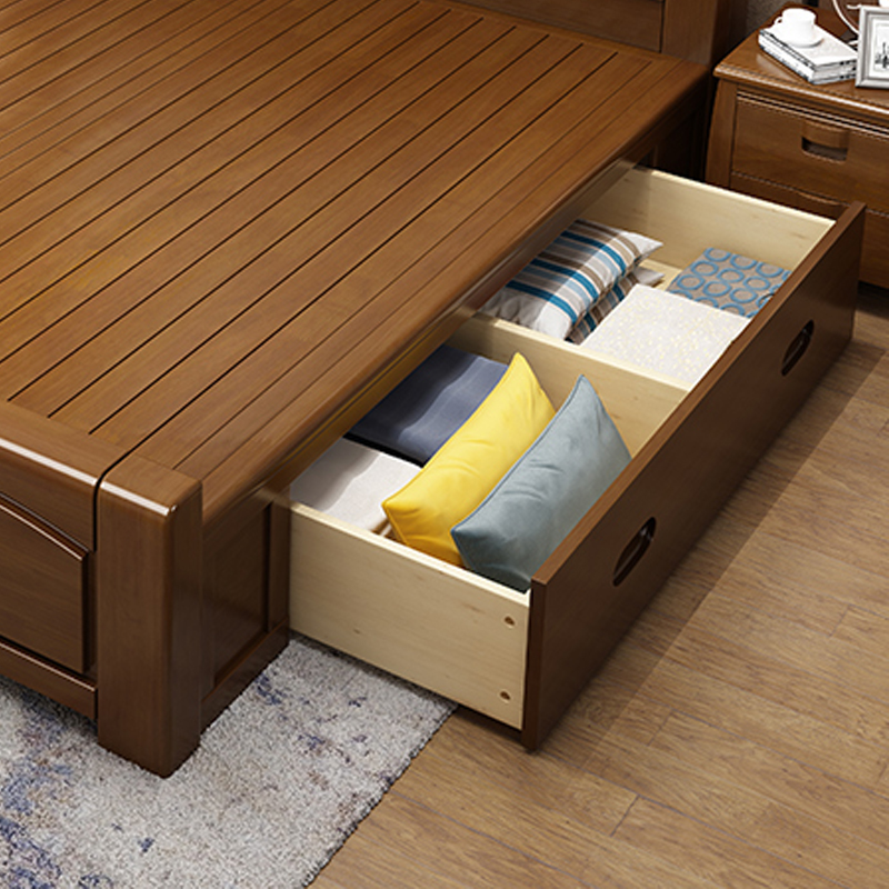 臻远ZY-SMC-129 现代简约实木床双人床 1.8米抽屉高箱高清大图