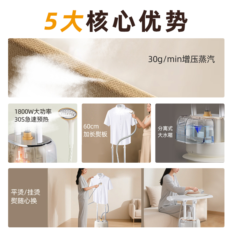 荣事达立式蒸汽挂烫机家用商用衣服手持熨烫机双杆挂烫机高清大图