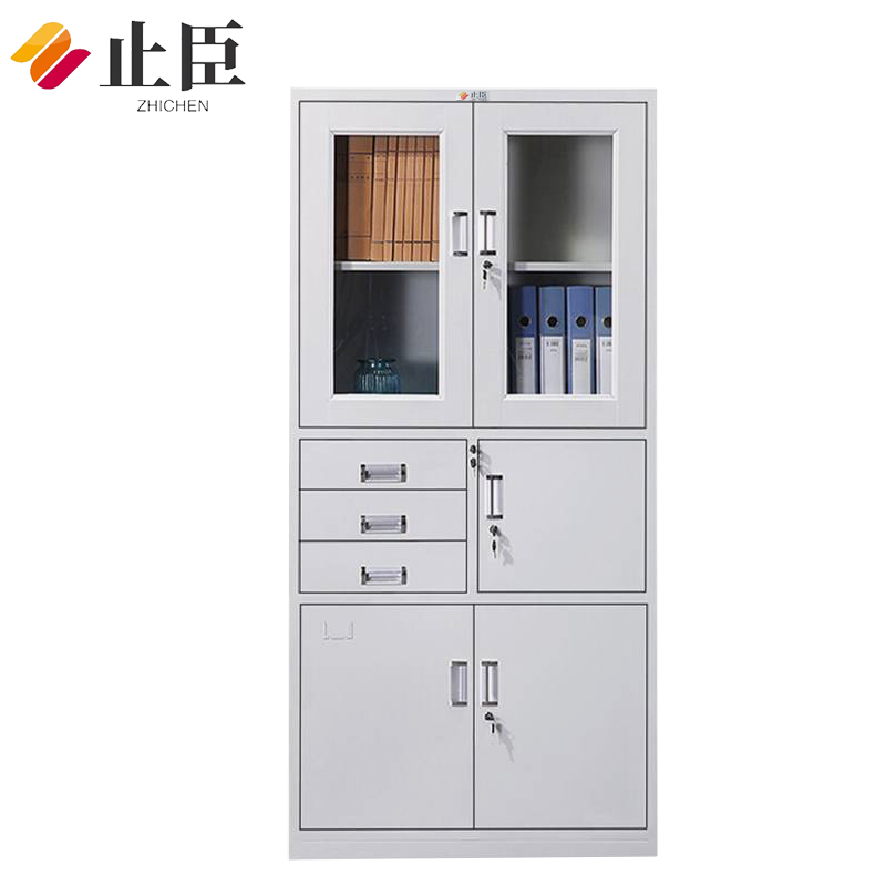 止臣 文件柜 办公柜储物柜资料柜带锁档案柜加厚铁皮柜 偏三保