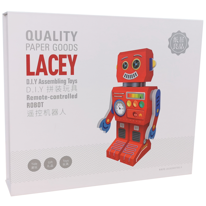 纸居良品 遥控机器人特色拼图DIY拼装潮玩玩具 LACEY ZJ-D202 红色