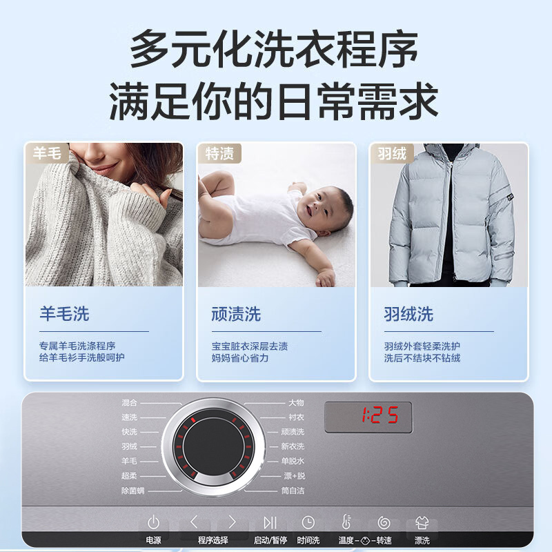 海尔(Haier)10公斤 大容量 全自动家用 滚筒洗衣机 智能变频 超薄机身 除菌螨 XQG100-B29高清大图