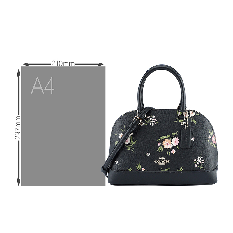 COACH 蔻驰 奢侈品 女士黑色印花皮革手提单肩斜挎贝壳包