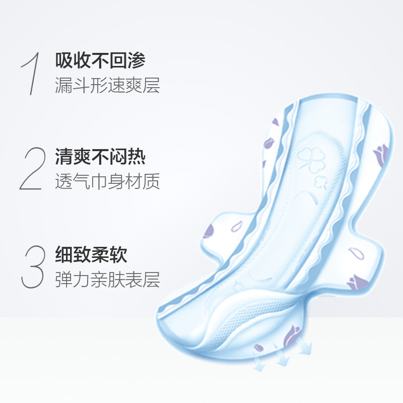 怡丽卫生巾素肌感棉柔纤巧无添加姨妈巾立体护围防漏240mm日用 16片/包