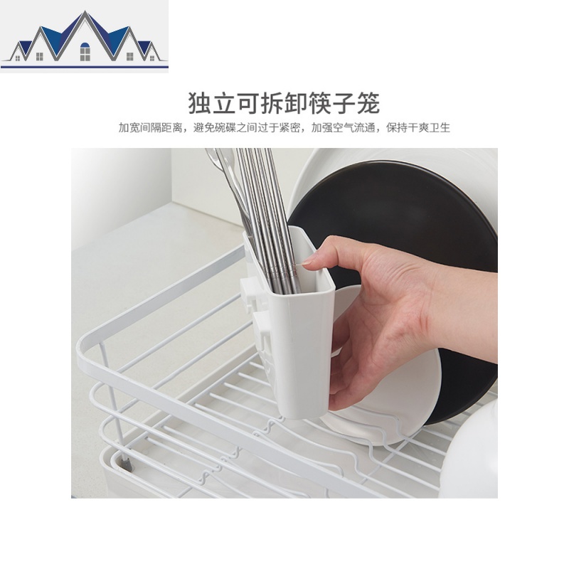 铁艺碗碟收纳架沥水架碗筷收纳盒碗柜家用餐具放碗双层厨房置物架 三维工匠高清大图