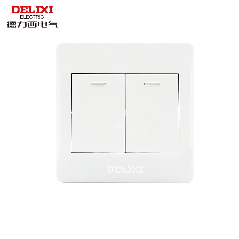 德力西电气(DELIXI ELECTRIC)开关插座 面板 CD210系列 基础款 二开单带荧光-12只/盒