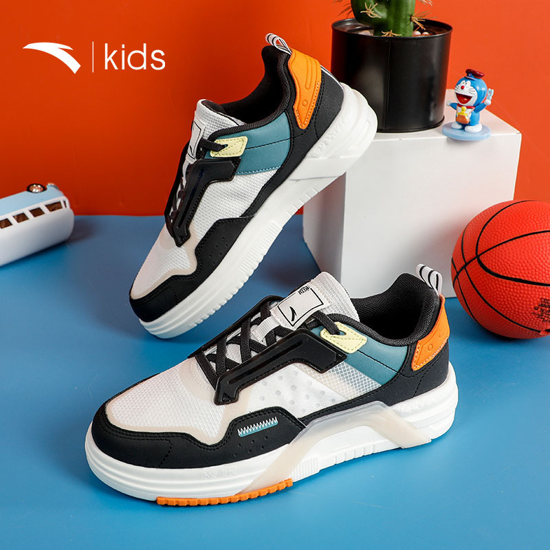 安踏儿童鞋男大童a道板鞋厚底百搭小白鞋运动鞋312228011