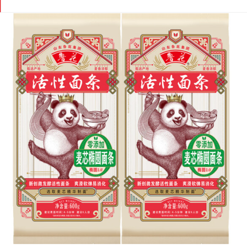 鲁花 熊猫系列 麦芯椭圆挂面600g*2