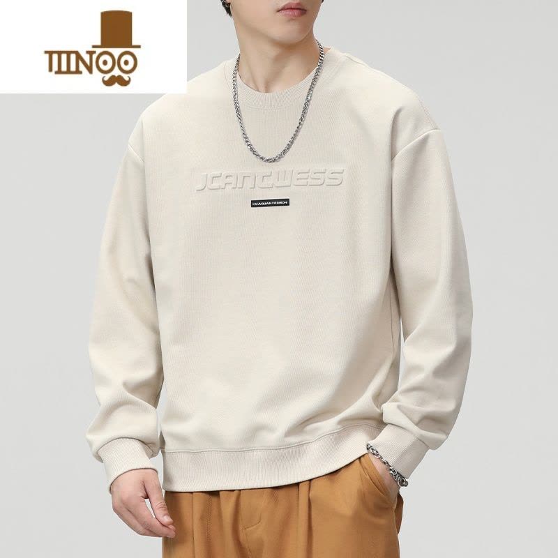 YANXU卫衣潮牌男夏款感圆领长袖T恤美式潮流痞帅上衣服男款图片