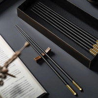 张小泉筷子家用合金高档十双装螺纹防滑耐高温防霉一人一筷子8138